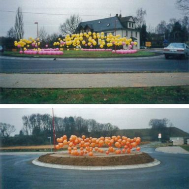 Kreiselgestaltung mit Luftballons und großen künstlerischen Figuren 2000